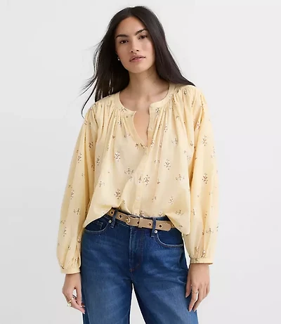Petite Floral Balloon Sleeve Blouse