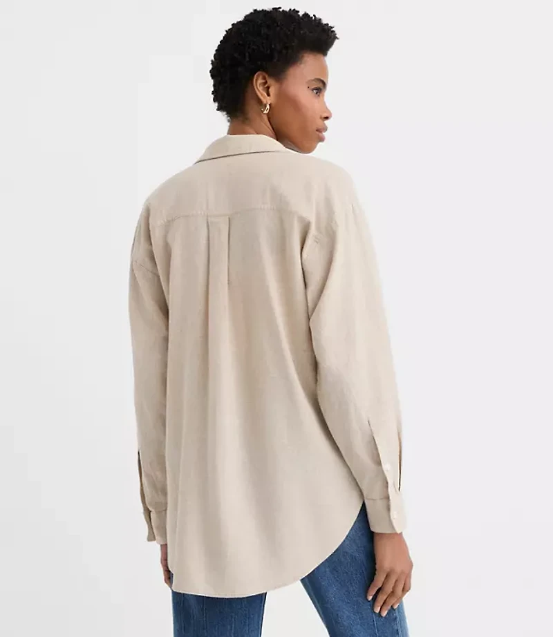 Crosshatch Linen Cotton Everyday Oversized Pocket Shirt