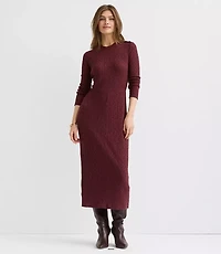 Petite Ribbed Shoulder Button Midi Dress