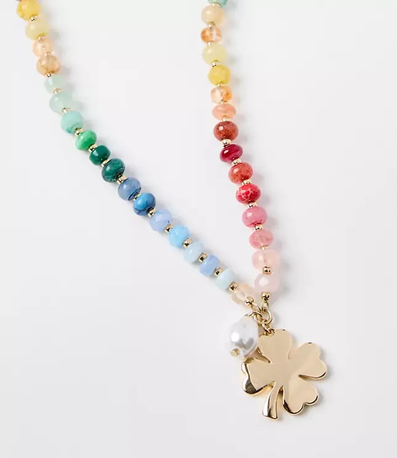 Rainbow Clover Pull Tie Necklace