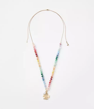 Rainbow Clover Pull Tie Necklace