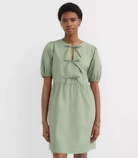 Poplin Bow Mini Pocket Dress
