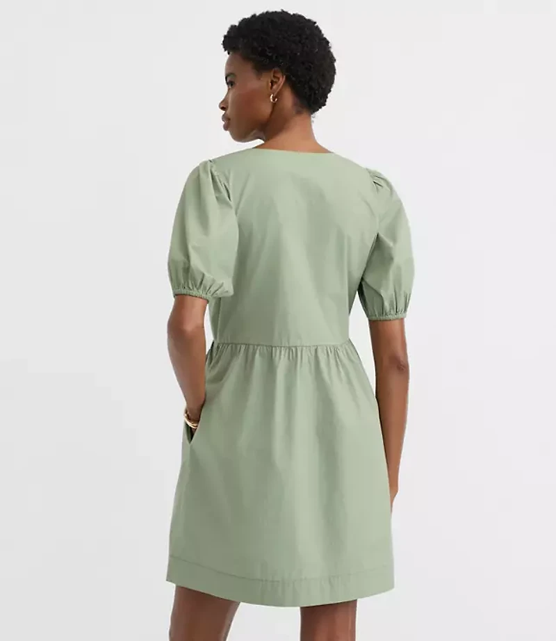 Poplin Bow Mini Pocket Dress
