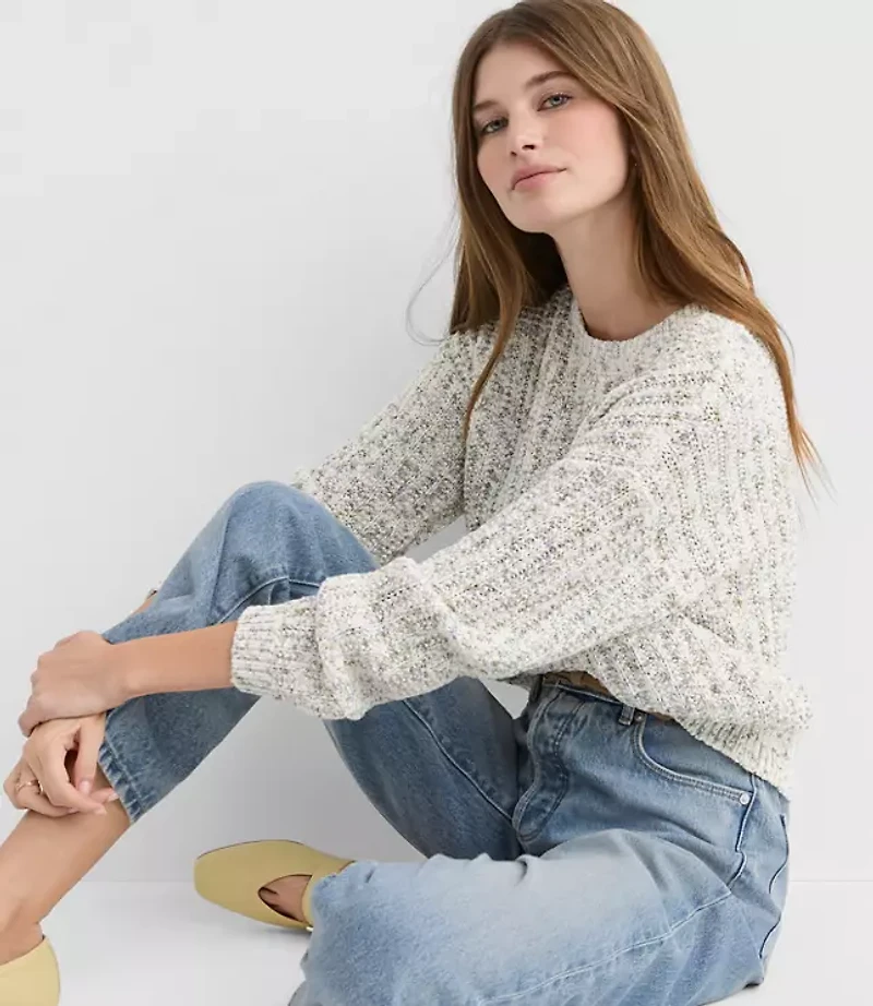 Petite Spacedye Ribbed Relaxed Sweater
