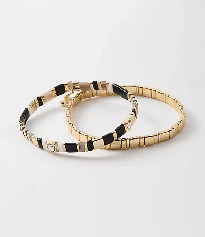 Sparkle Heart Chicklet Bracelet Set