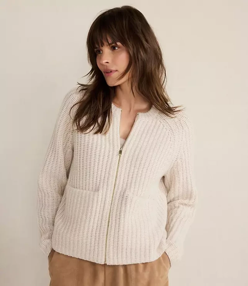 Haven Well Within Cashmere Zip Front Bomber Jacket