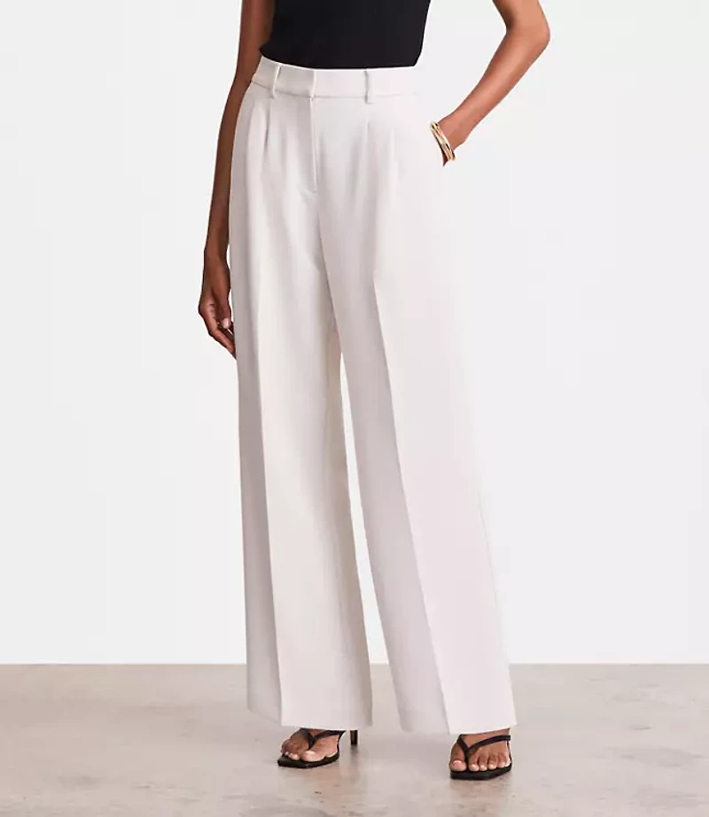 Tall LOFT Versa Crepe Drape Pleated Relaxed Straight Pants