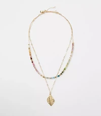 Rainbow Beaded Layered Charm Necklace