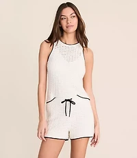 Lou & Grey Tipped Pointelle Sweater Tank Top