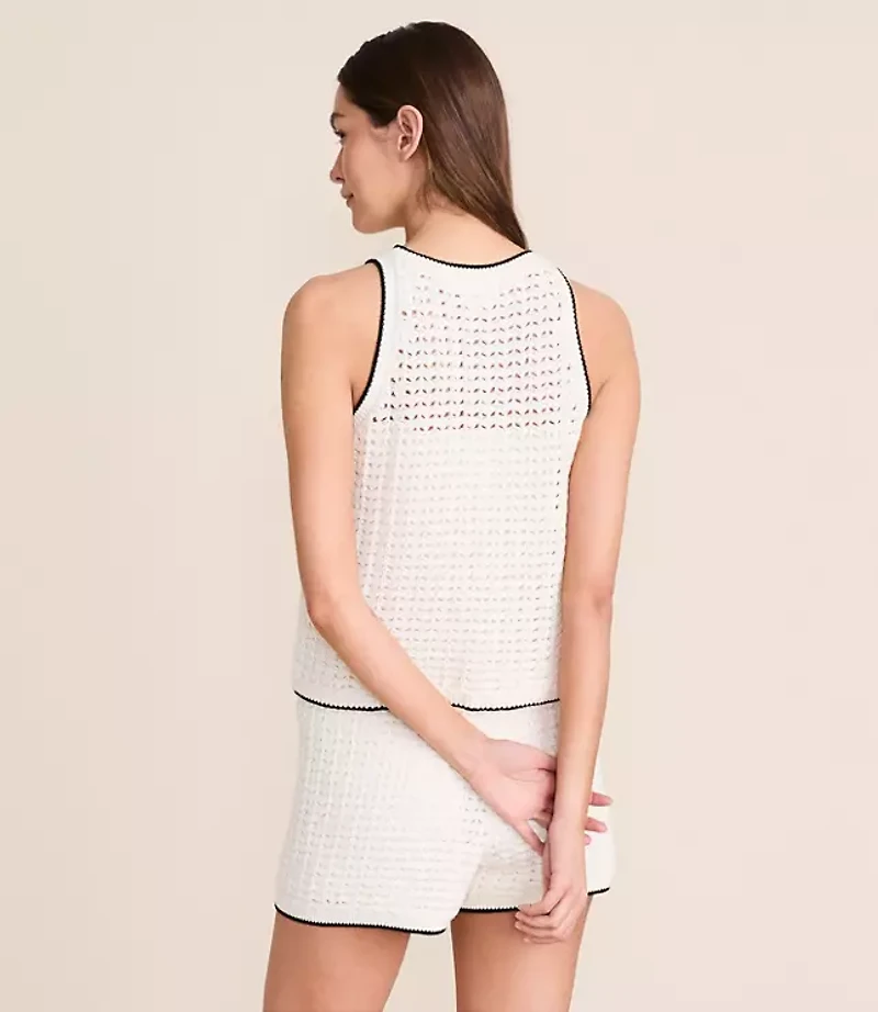 Lou & Grey Tipped Pointelle Sweater Tank Top