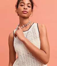 Lou & Grey Tipped Pointelle Sweater Tank Top