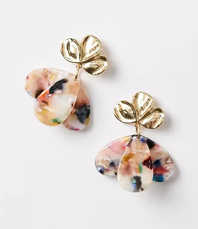 Multicolored Tortoiseshell Print Petaled Statement Earrings