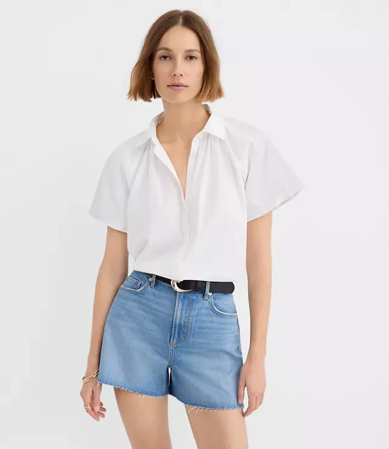 Petite Poplin Bubble Sleeve Shirt