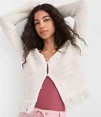 Fringe V-Neck Cardigan
