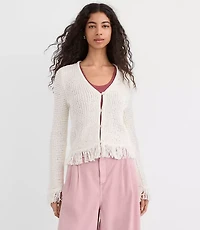 Fringe V-Neck Cardigan