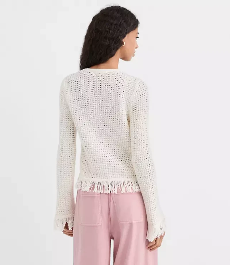 Fringe V-Neck Cardigan