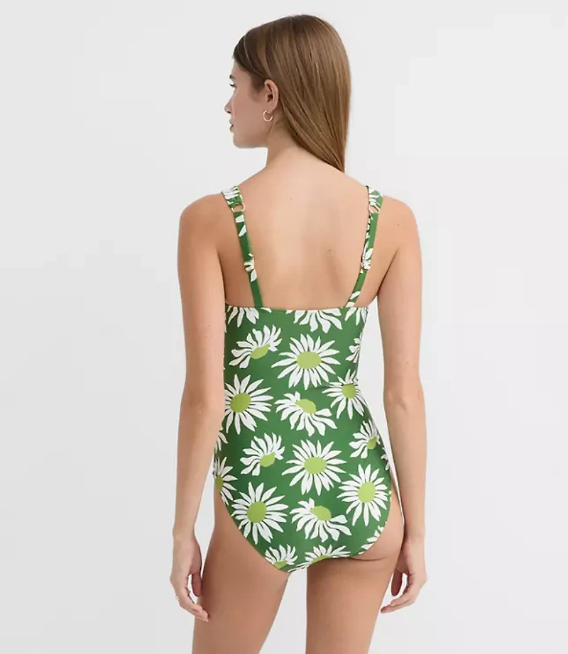 LOFT Beach Floral Ruched Underwire One Piece Swimsuit