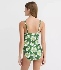 LOFT Beach Floral Ruched Underwire One Piece Swimsuit