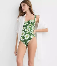 LOFT Beach Floral Ruched Underwire One Piece Swimsuit