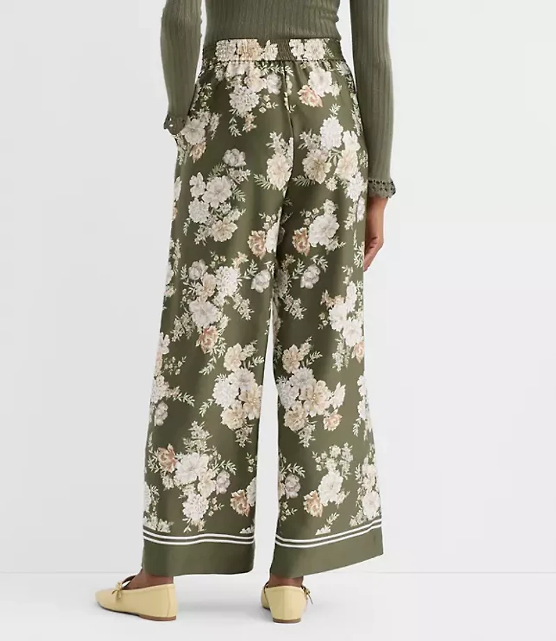 Pull On Wide Leg Pants Floral
