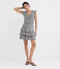 Petite Floral Shirred Ruffle Mini Skirt