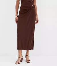 Petite Metallic Ring Wrap Midi Skirt