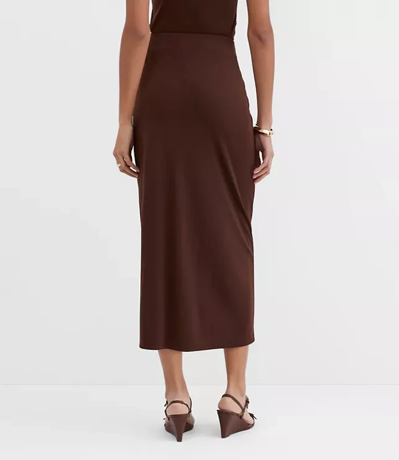 Petite Metallic Ring Wrap Midi Skirt