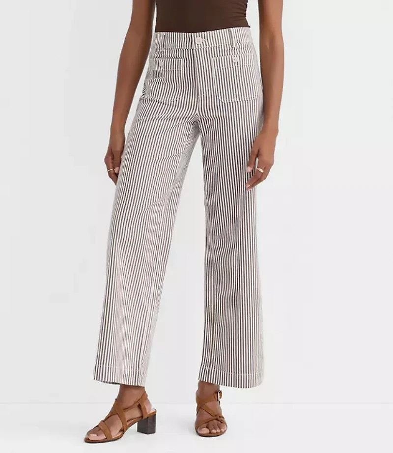 Tall Palmer Wide Leg Crop Pants Stripe