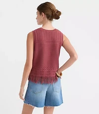 Fringe Pointelle Sweater Tank Top