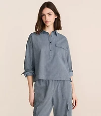 Petite Lou & Grey Striped Pocket Popover Top