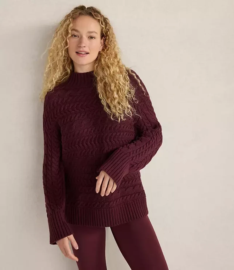 Haven Well Within Organic Cotton Horizontal Cable Funnel Neck Sweater