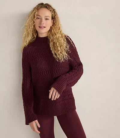 Haven Well Within Organic Cotton Horizontal Cable Funnel Neck Sweater