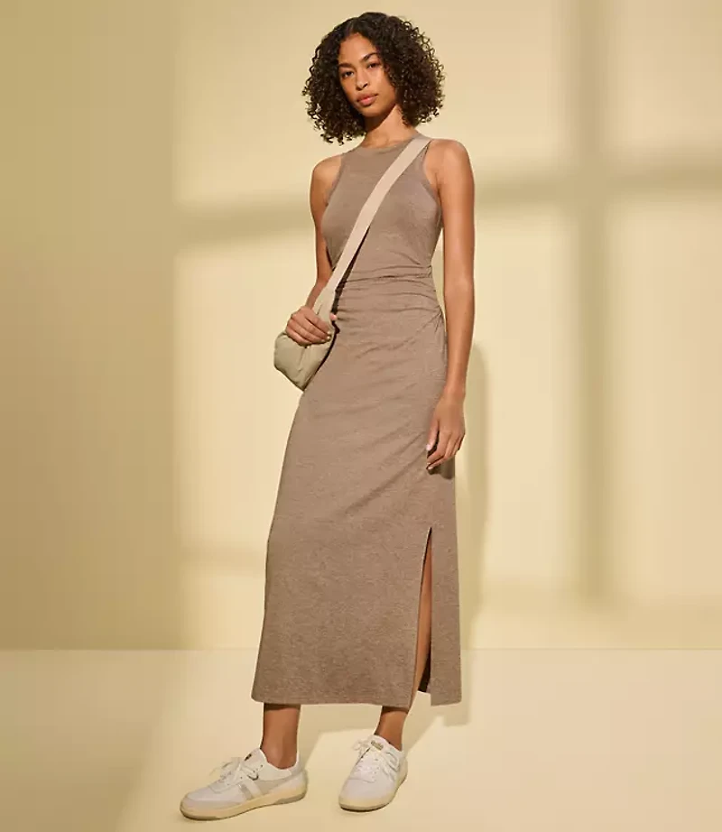 Petite Lou & Grey Heathered Brushedsoft Ruched Tank Midi Dress