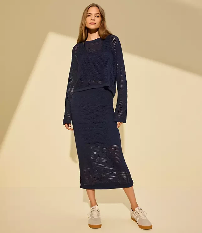 Lou & Grey Mesh Stitch Maxi Sweater Skirt