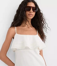 Lace Trim Strappy Ruffle Mini Dress