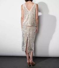 Greylin Gianna Velvet Sequin Midi Skirt