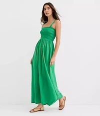 LOFT Beach Ikat Clip Smocked Maxi Pocket Dress