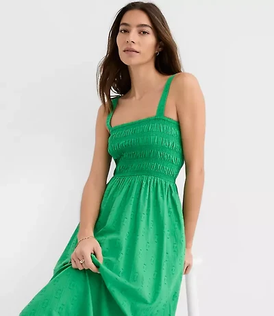 LOFT Beach Ikat Clip Smocked Maxi Pocket Dress