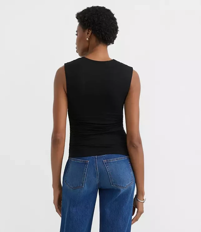 Petite Ruched Square Neck Top