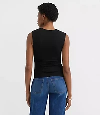 Petite Ruched Square Neck Top