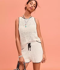 Lou & Grey Tipped Pointelle Sweater Shorts