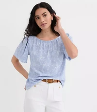 Bouquet Flutter Sleeve Boatneck Top