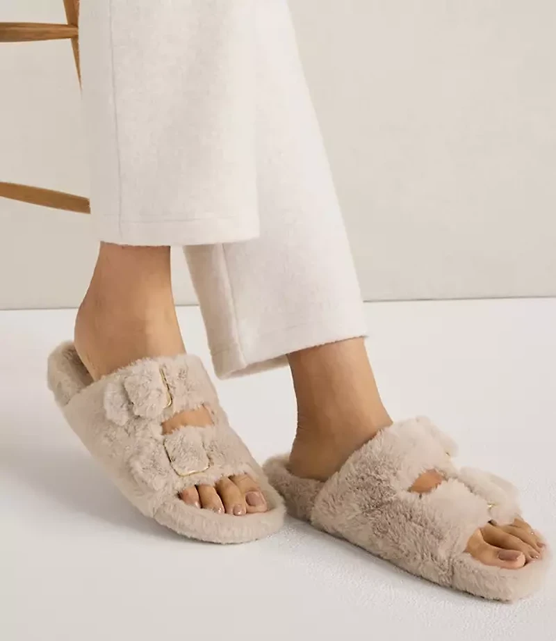 Haven Well Within Faux Fur Buckle Molded Slippers