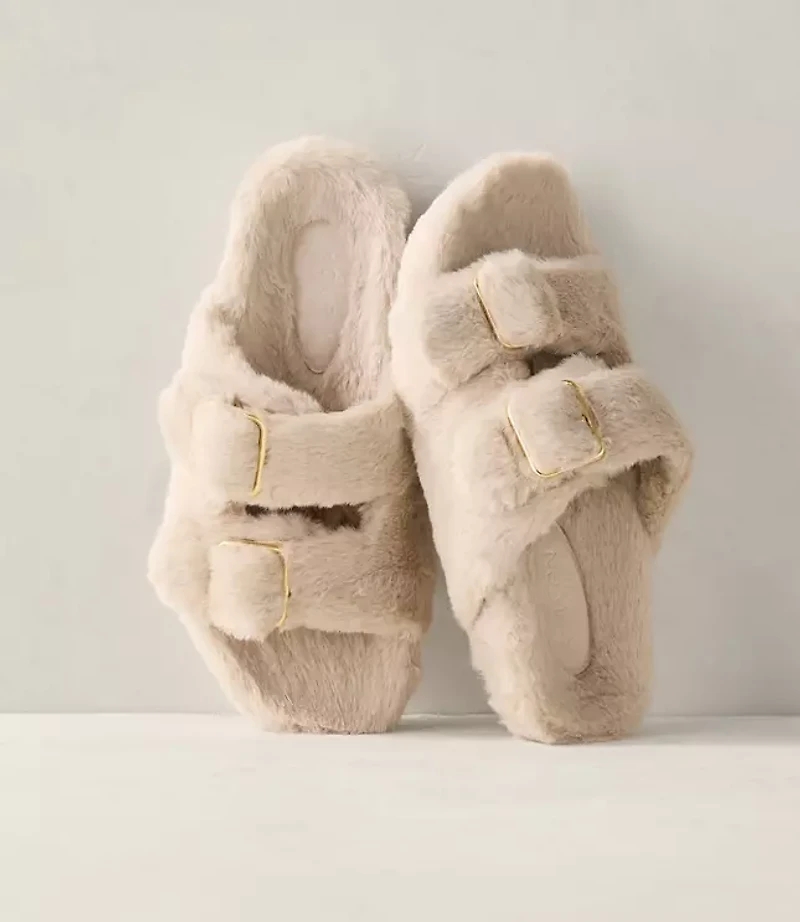 Haven Well Within Faux Fur Buckle Molded Slippers