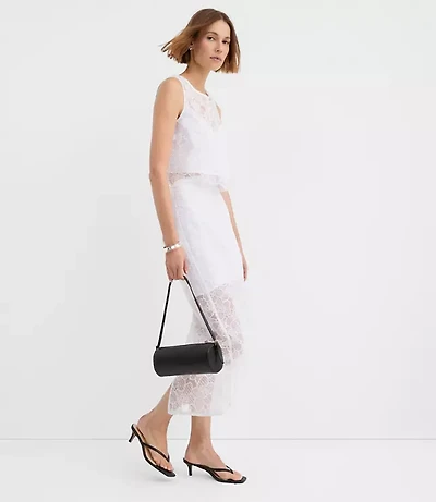 Petite Lace Overlay Midi Skirt