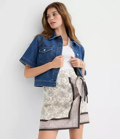 Patchwork Mini Wrap Skirt