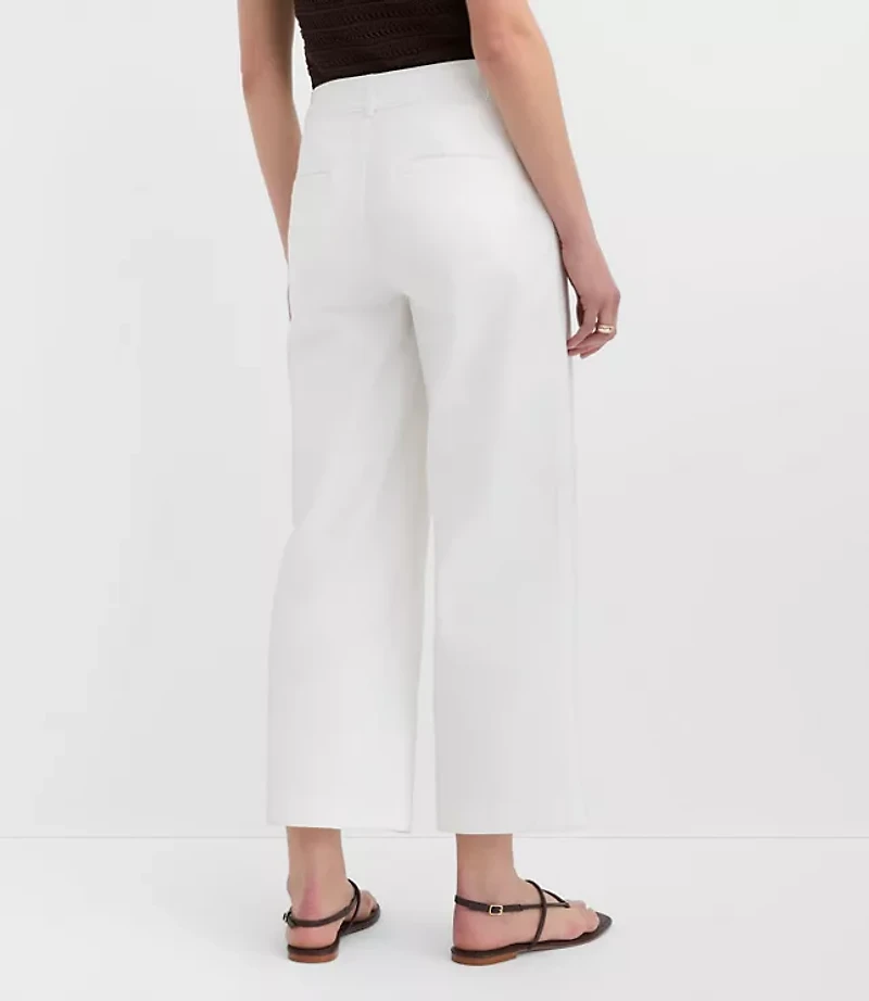 Palmer Wide Leg Crop Pants Embroidered Twill