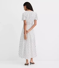 Petite Dotted V-Neck Midi Dress