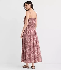 Petite Paisley Tie Strap Bubble Maxi Dress