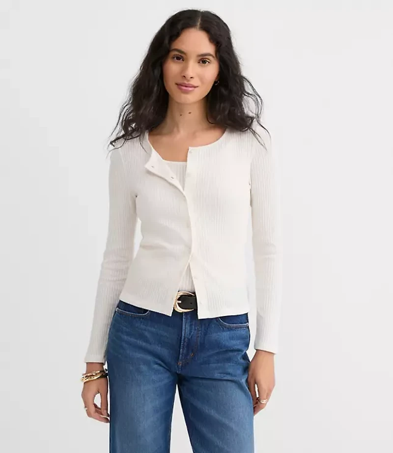 Ruffle Ribbed Cardigan